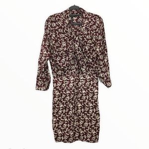 Isabel Marant Burgundy/Ivory Silk Graphic Print Dress Size FR 3 US L *Flaw*